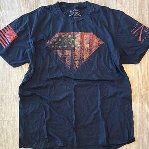 Grunt Style Dark Blue American Flag Shield Tee